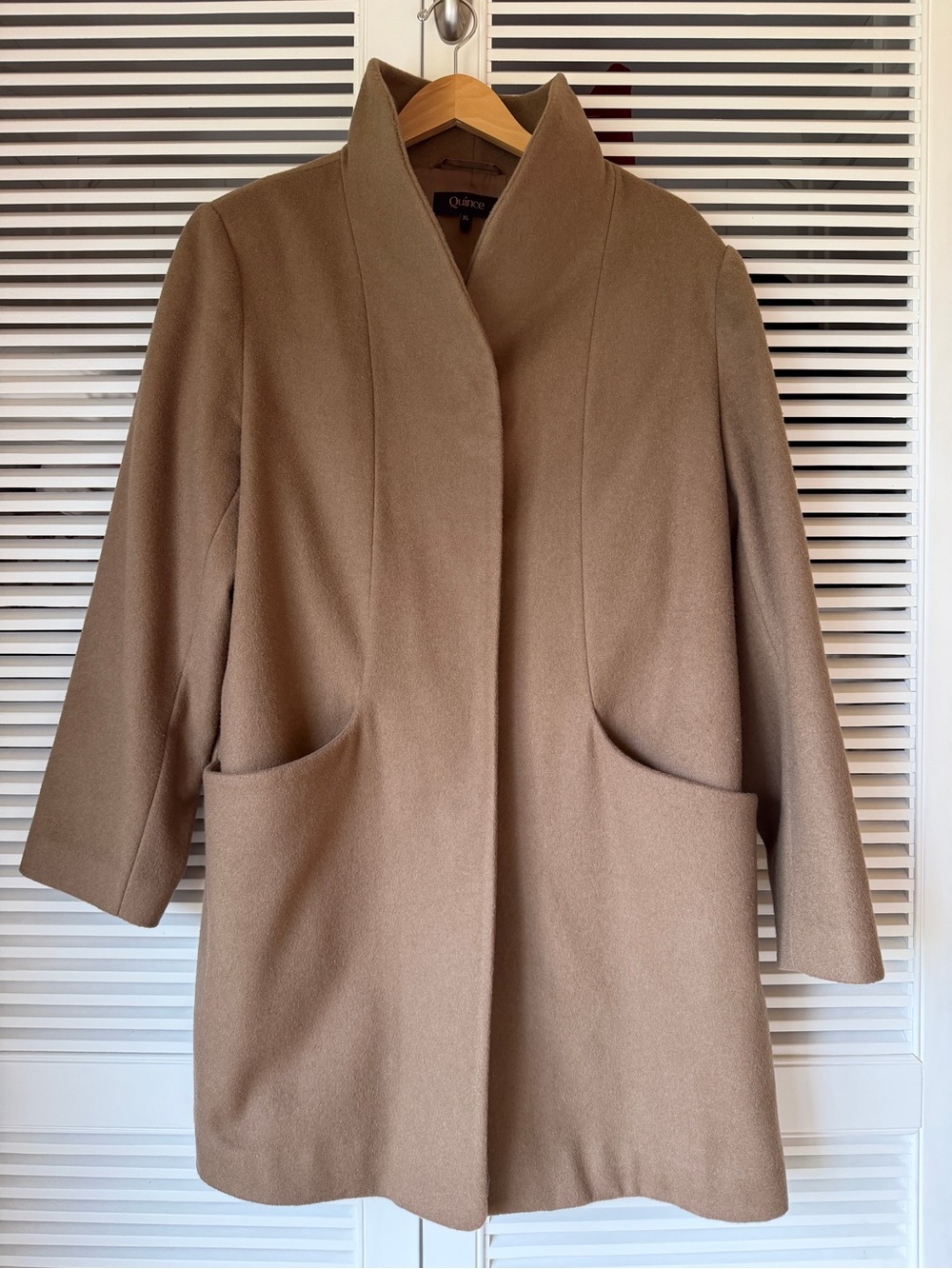 Quince Italian Wool Cocoon Coat, Dark Camel, XL